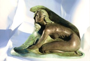 Ninfa-cm 26x39x20-2001 - statua-donna-in-bronzo-vendita-sculture-statue-di-bronzo
